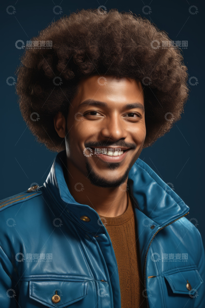 高清大图下载【趣麦麦图】微笑的非洲裔男子肖像