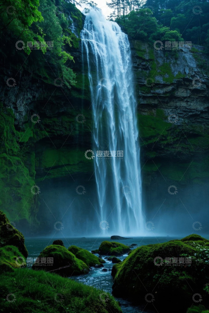 高清大图下载【趣麦麦图】山间瀑布自然景观