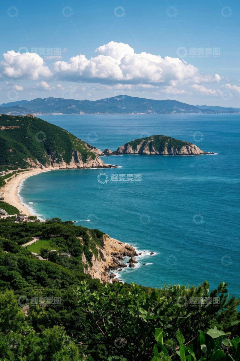 高清大图下载【趣麦麦图】山海相依的海滩风景