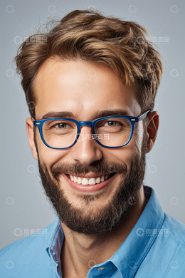 戴眼镜微笑男士肖像
