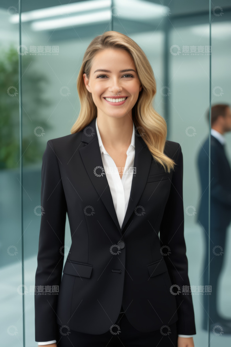 高清大图下载【趣麦麦图】微笑女商人商务办公形象