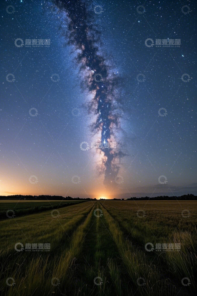 高清大图下载【趣麦麦图】田野上空的璀璨星空