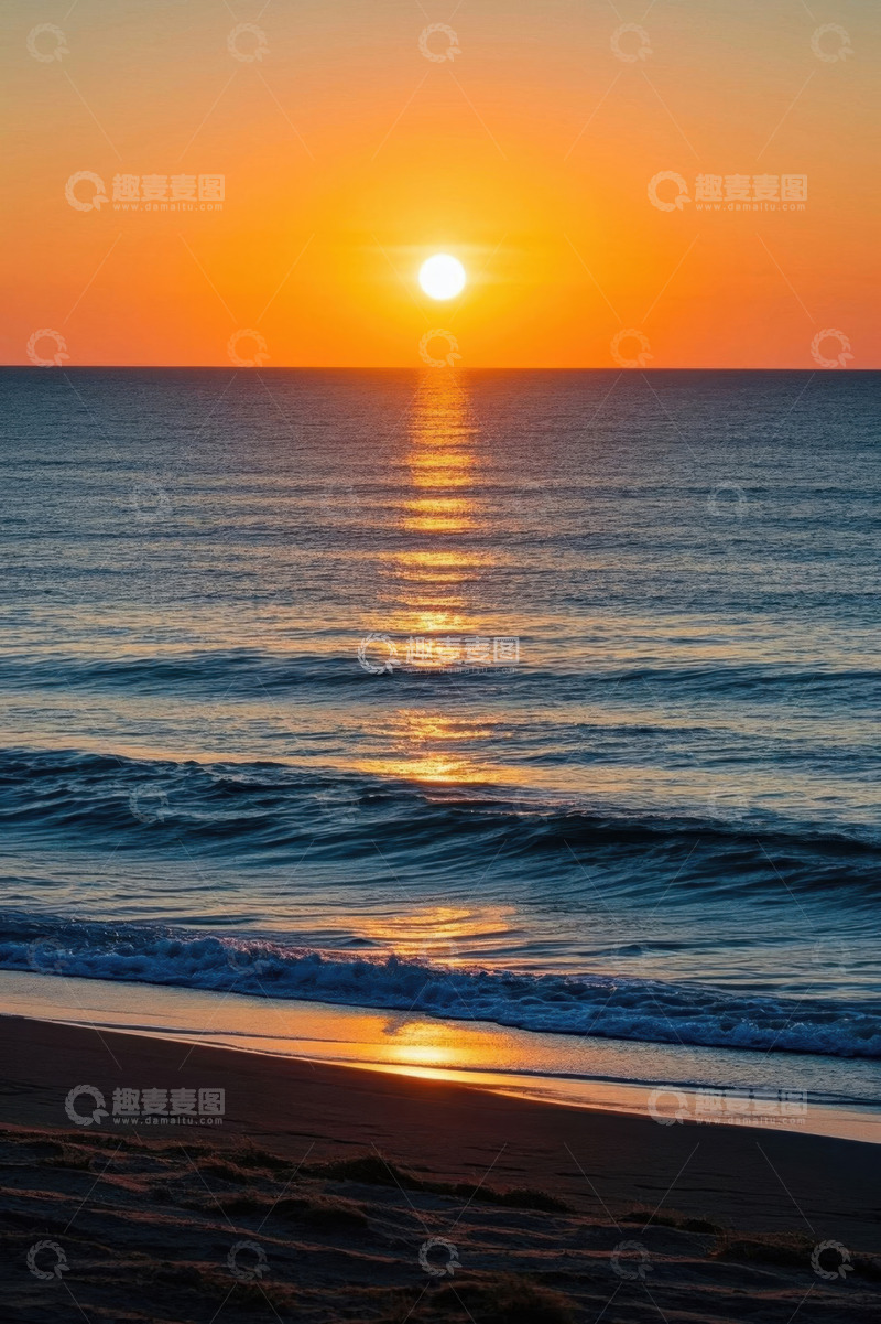高清大图下载【趣麦麦图】海滩日落海景