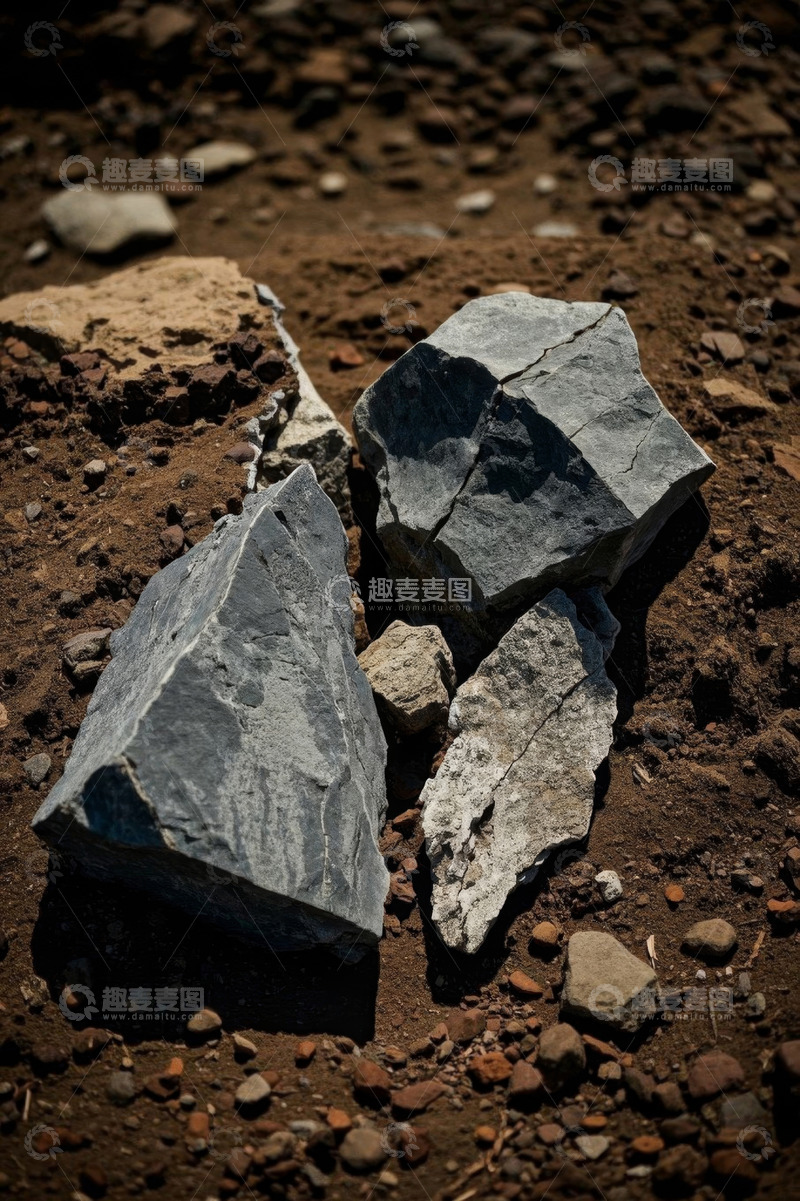 高清大图下载【趣麦麦图】地面上的多块岩石特写