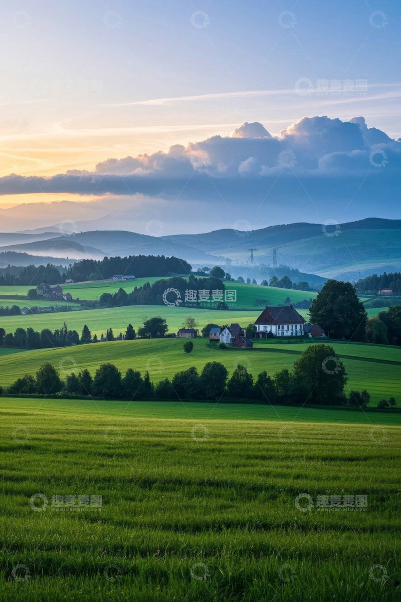 高清大图下载【趣麦麦图】田园乡村绿色山丘自然风光