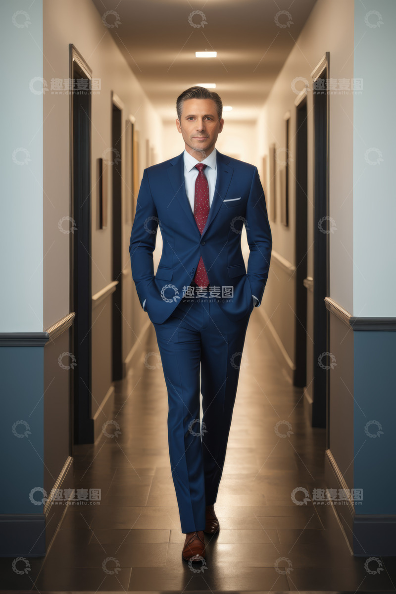 高清大图下载【趣麦麦图】穿西装男士走廊行走