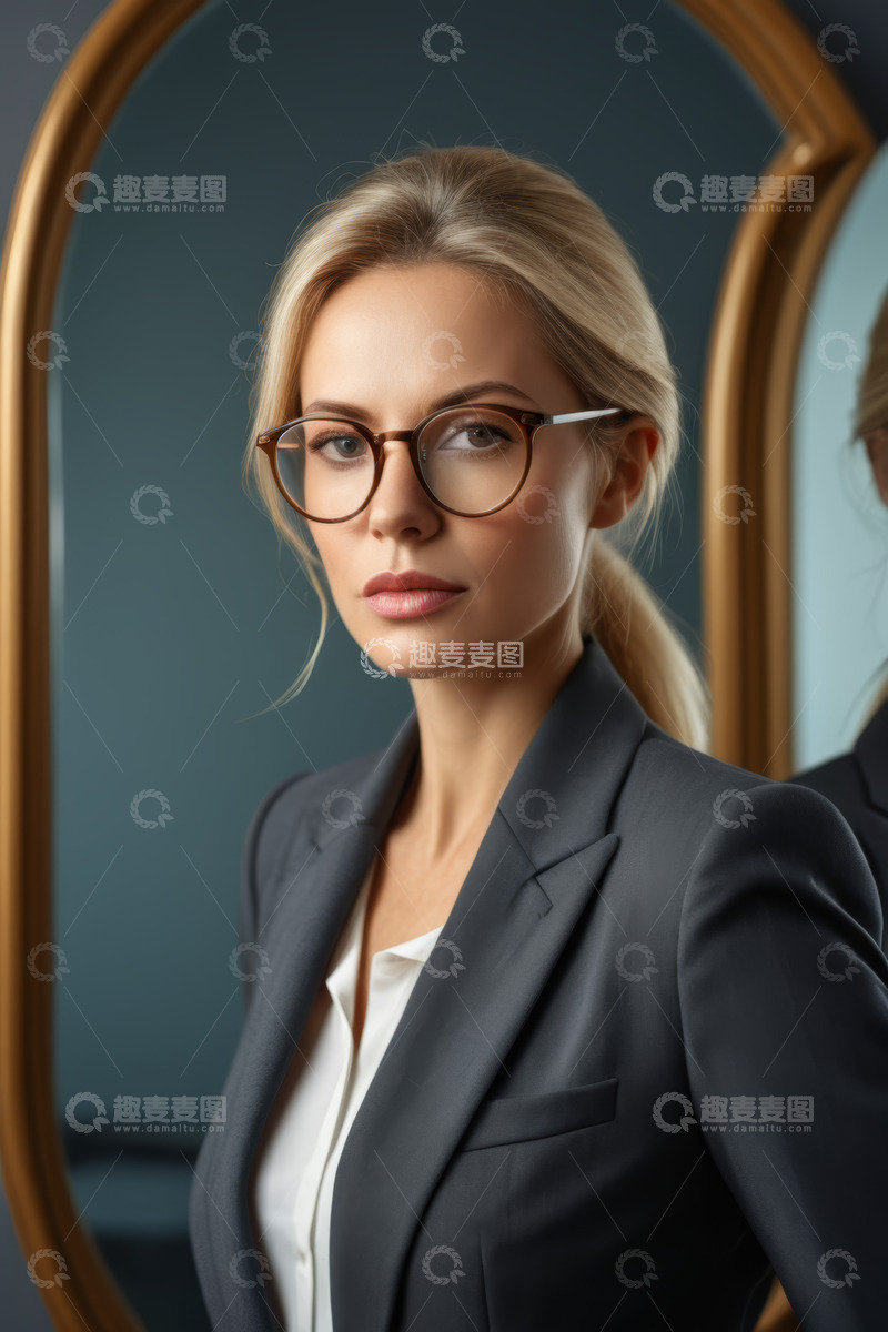 高清大图下载【趣麦麦图】戴眼镜的职业女性肖像