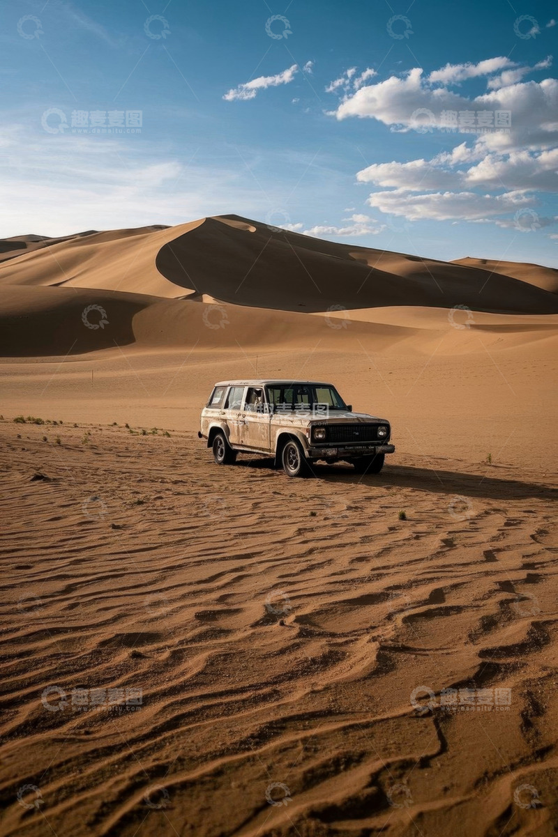 高清大图下载【趣麦麦图】沙漠中停放的越野汽车