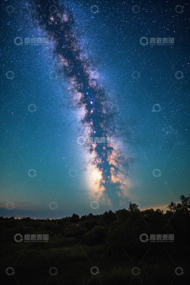 高清大图下载【趣麦麦图】夜空下的银河系与地面植被