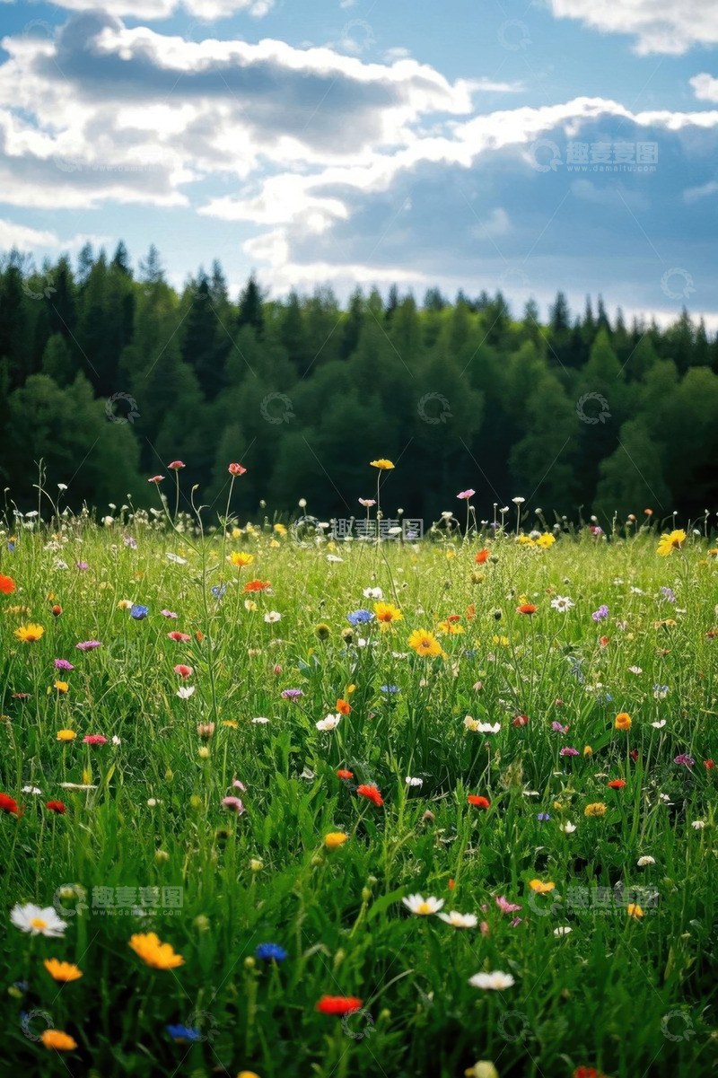 高清大图下载【趣麦麦图】野花盛开的草地自然风光