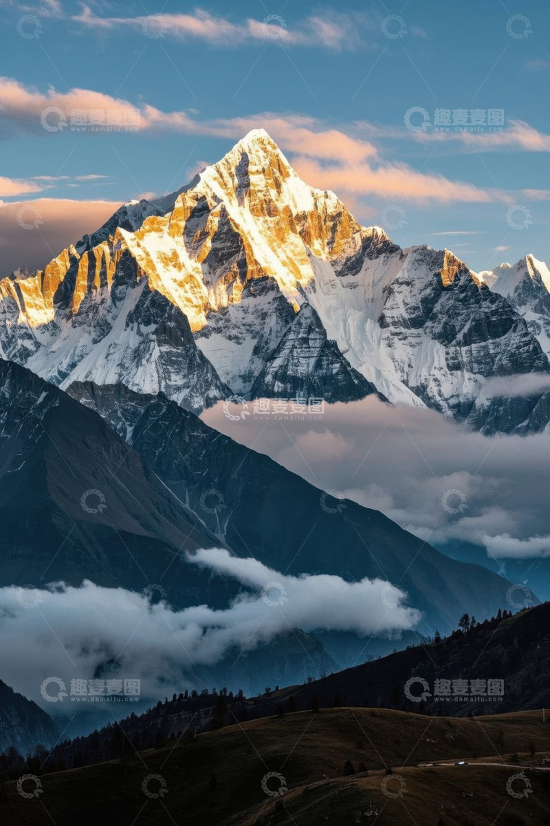 高清大图下载【趣麦麦图】雪山自然风光全景