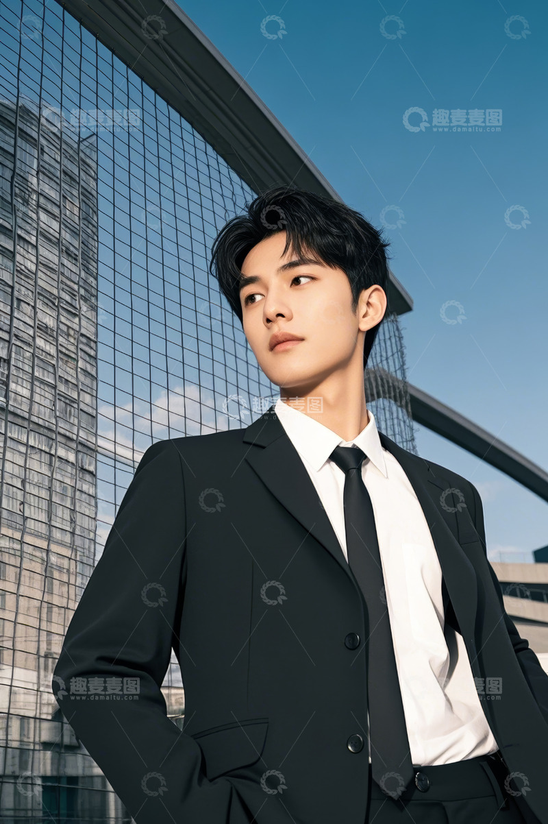 高清大图下载【趣麦麦图】身着西装的男子户外站立