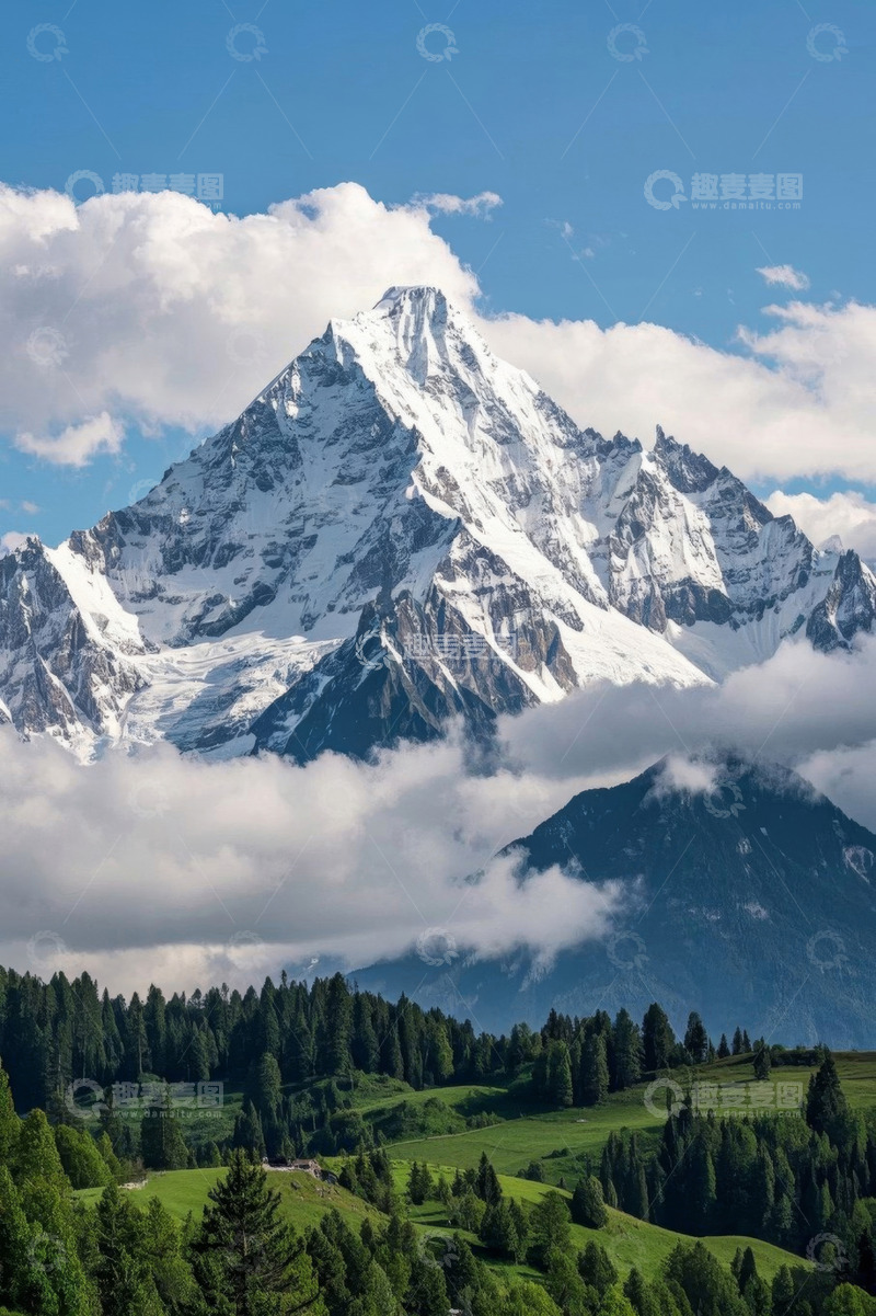 高清大图下载【趣麦麦图】雪山森林自然风光美景
