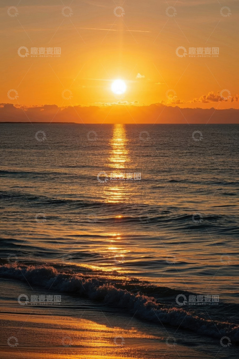 高清大图下载【趣麦麦图】海滩日落海洋美景