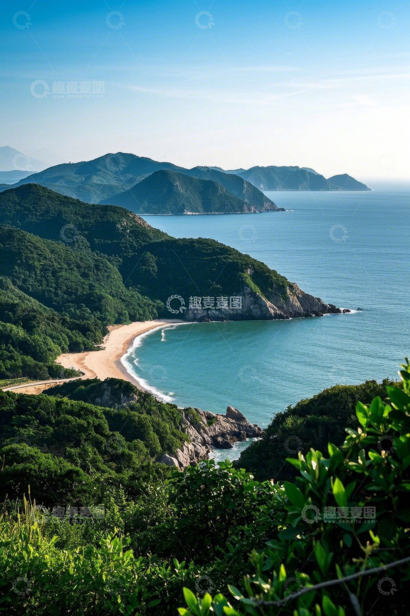 高清大图下载【趣麦麦图】山海间的海滩自然风光