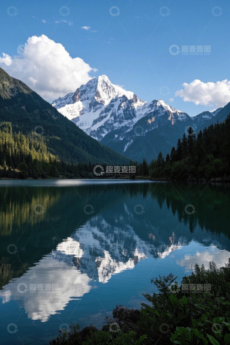 高清大图下载【趣麦麦图】雪山湖泊自然风光