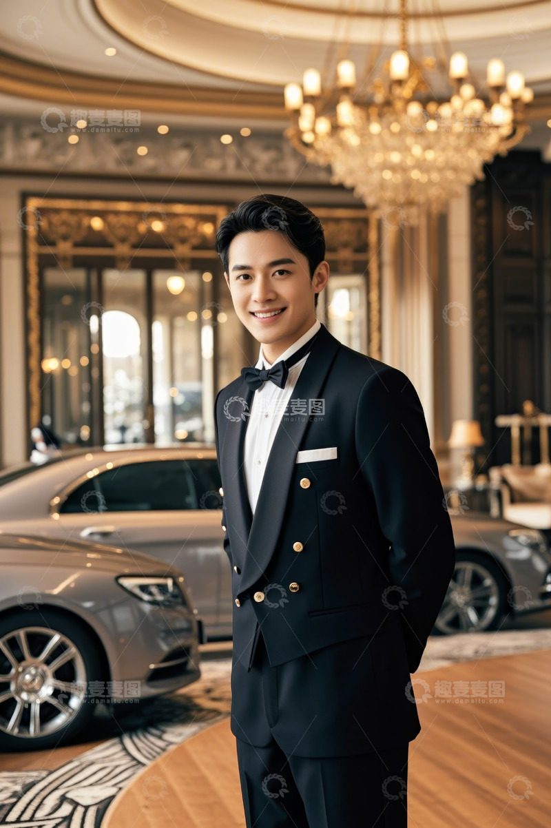 高清大图下载【趣麦麦图】身着西装男士于豪华大厅留影