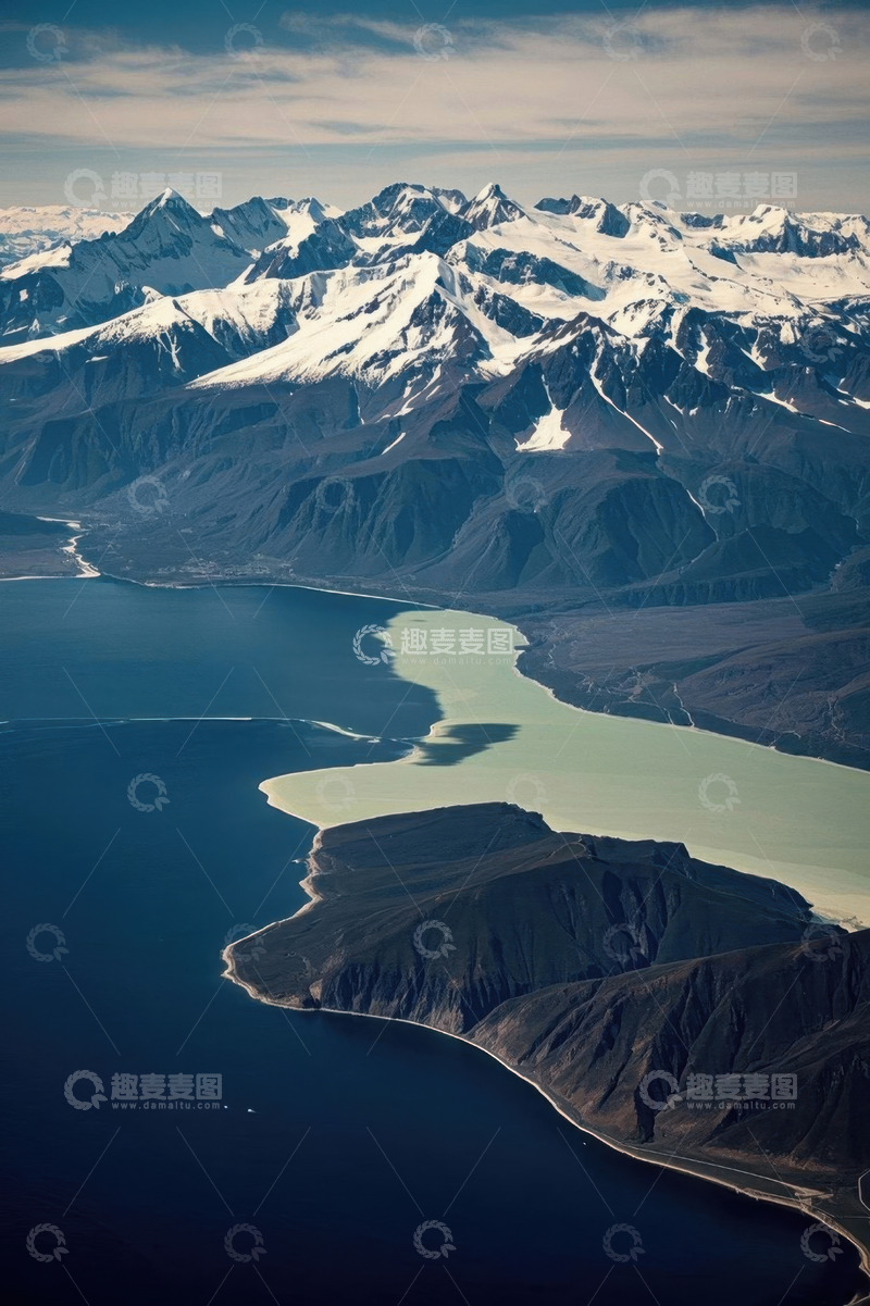 高清大图下载【趣麦麦图】雪山湖泊航拍全景