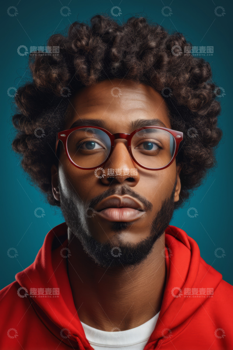 高清大图下载【趣麦麦图】戴眼镜的非洲裔男子肖像