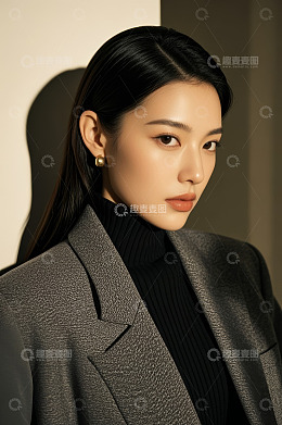 年轻女性职业装正面肖像