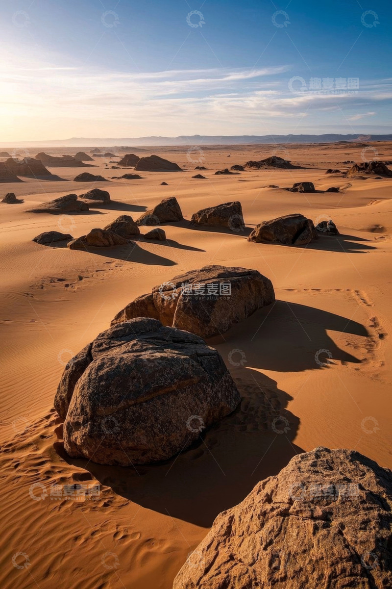 高清大图下载【趣麦麦图】沙漠中散布的岩石景观
