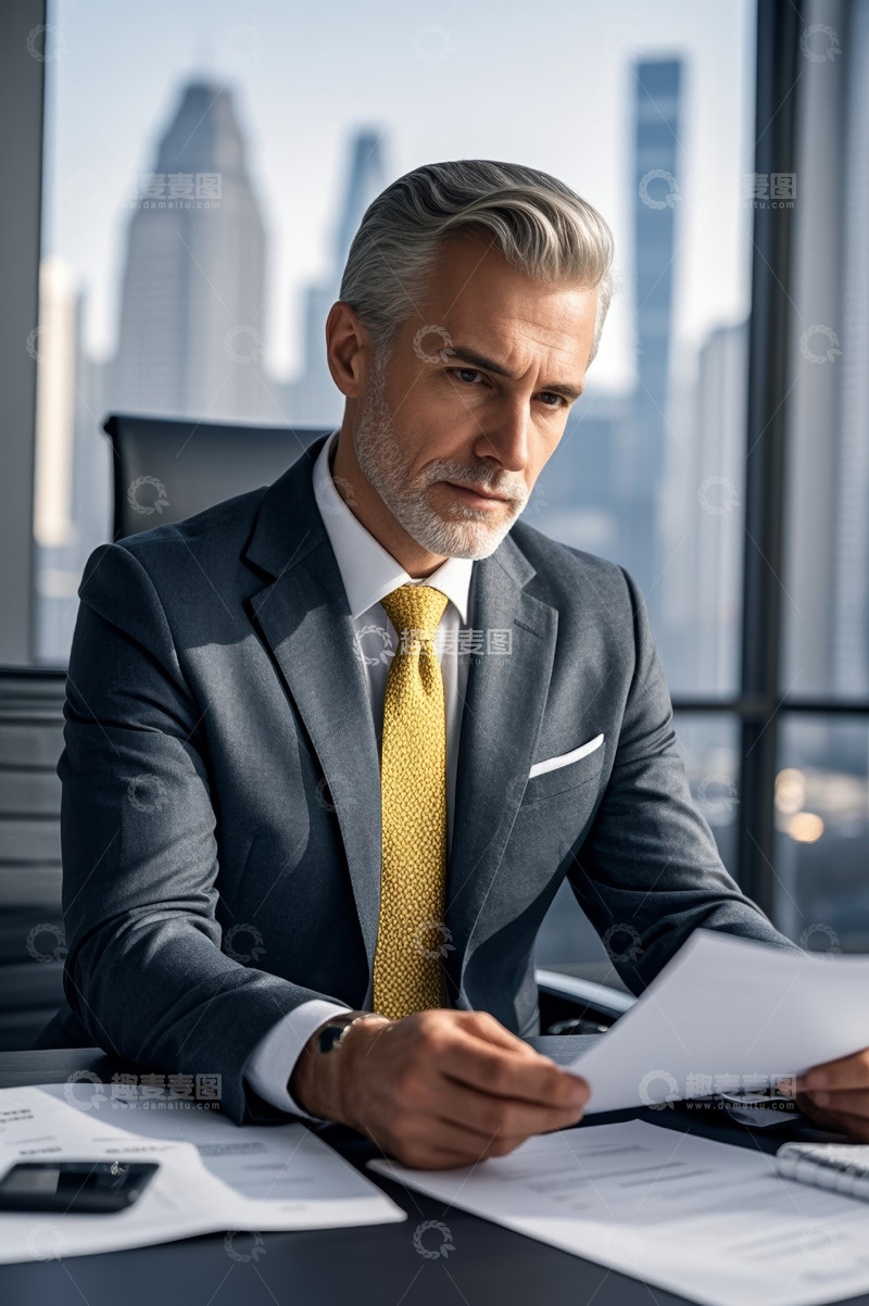 高清大图下载【趣麦麦图】商务男士办公室阅读文件