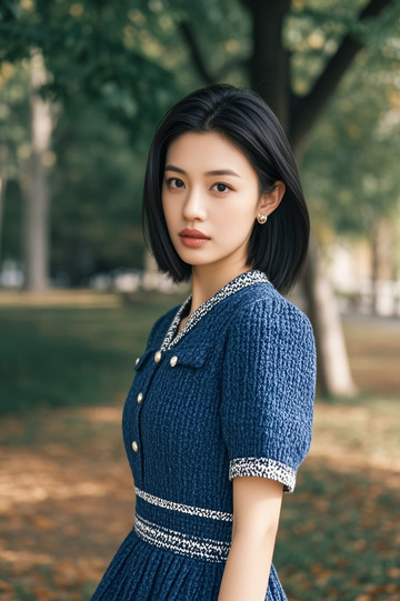 户外年轻女性正面肖像