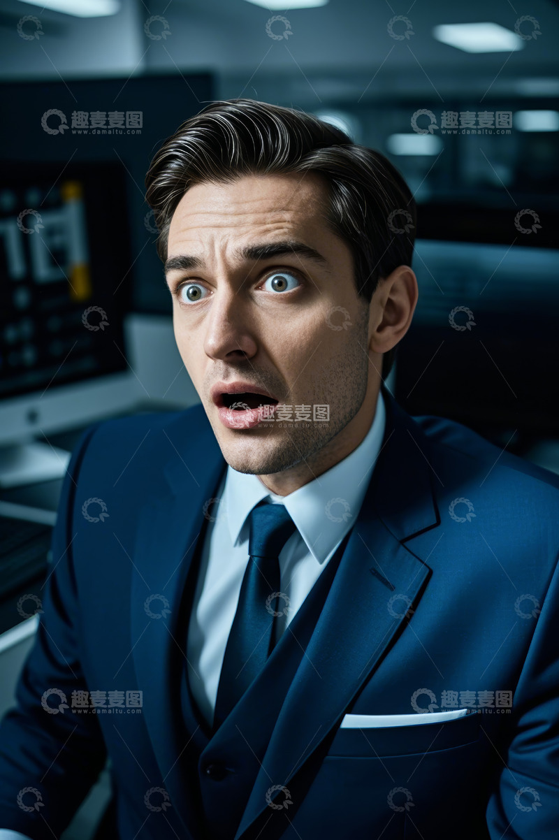 高清大图下载【趣麦麦图】商务男士惊讶表情特写