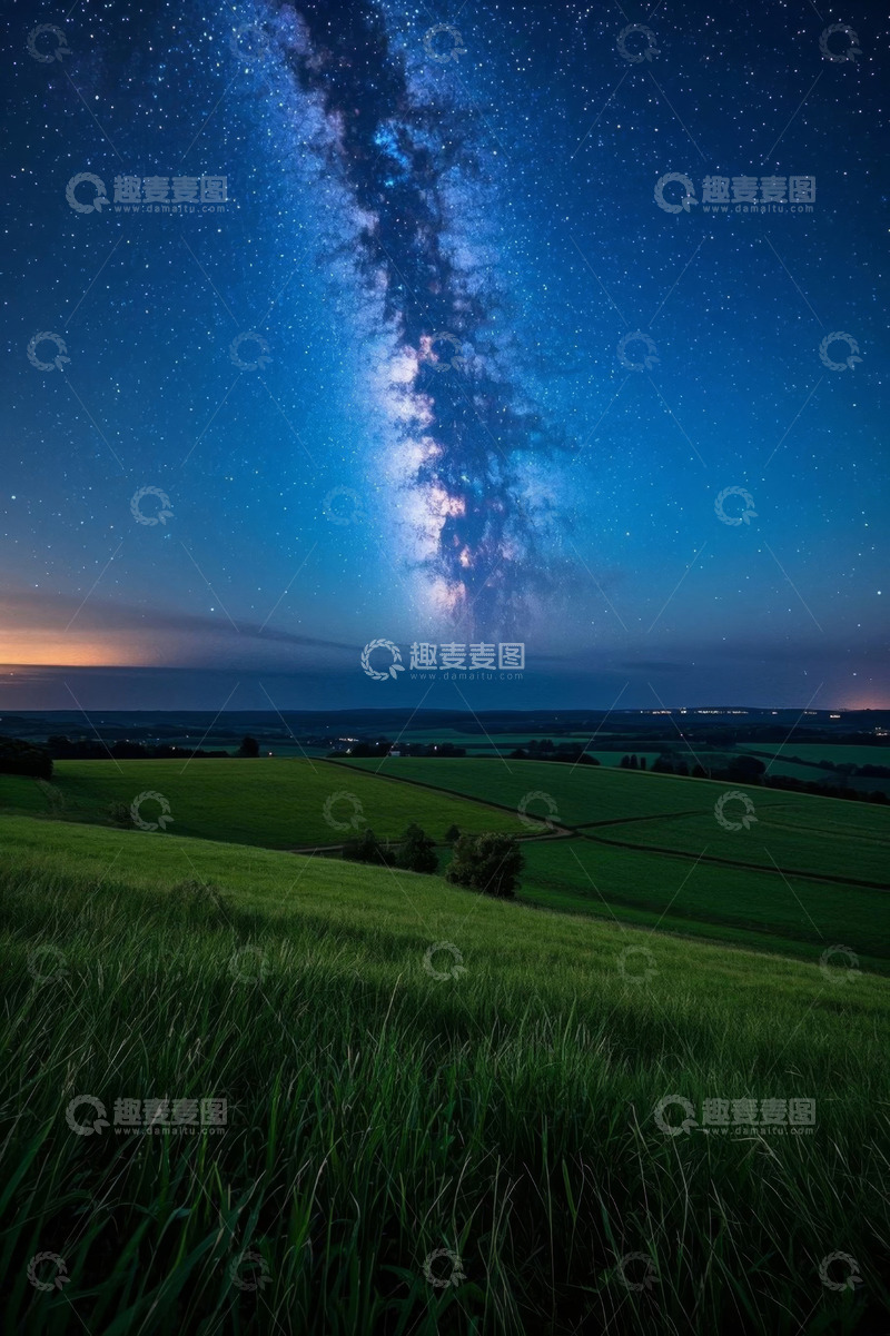 高清大图下载【趣麦麦图】田野上的星空夜景