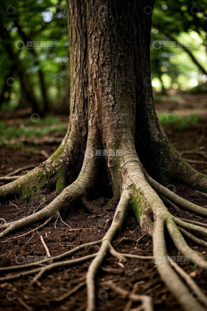 高清大图下载【趣麦麦图】森林中大树根部特写