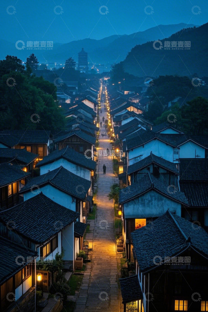 高清大图下载【趣麦麦图】江南水乡古镇夜景风貌