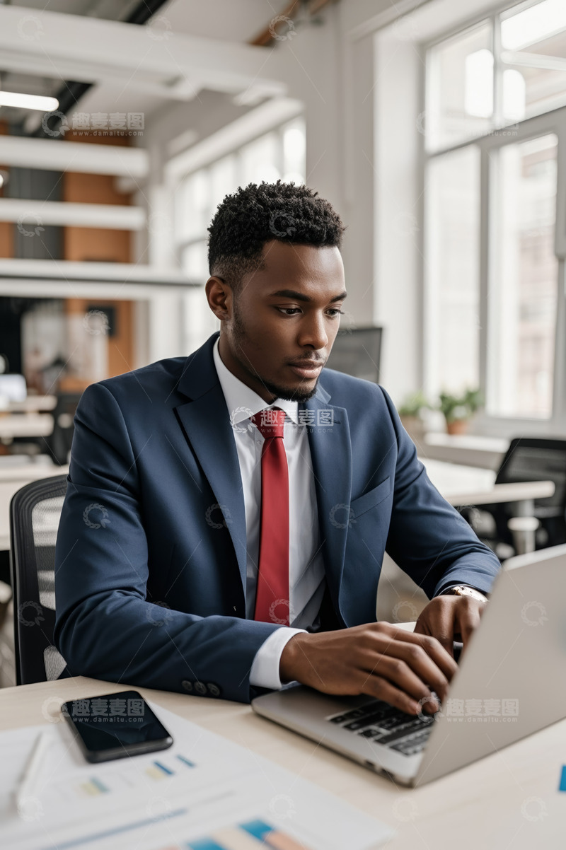 高清大图下载【趣麦麦图】商务男士办公使用笔记本电脑