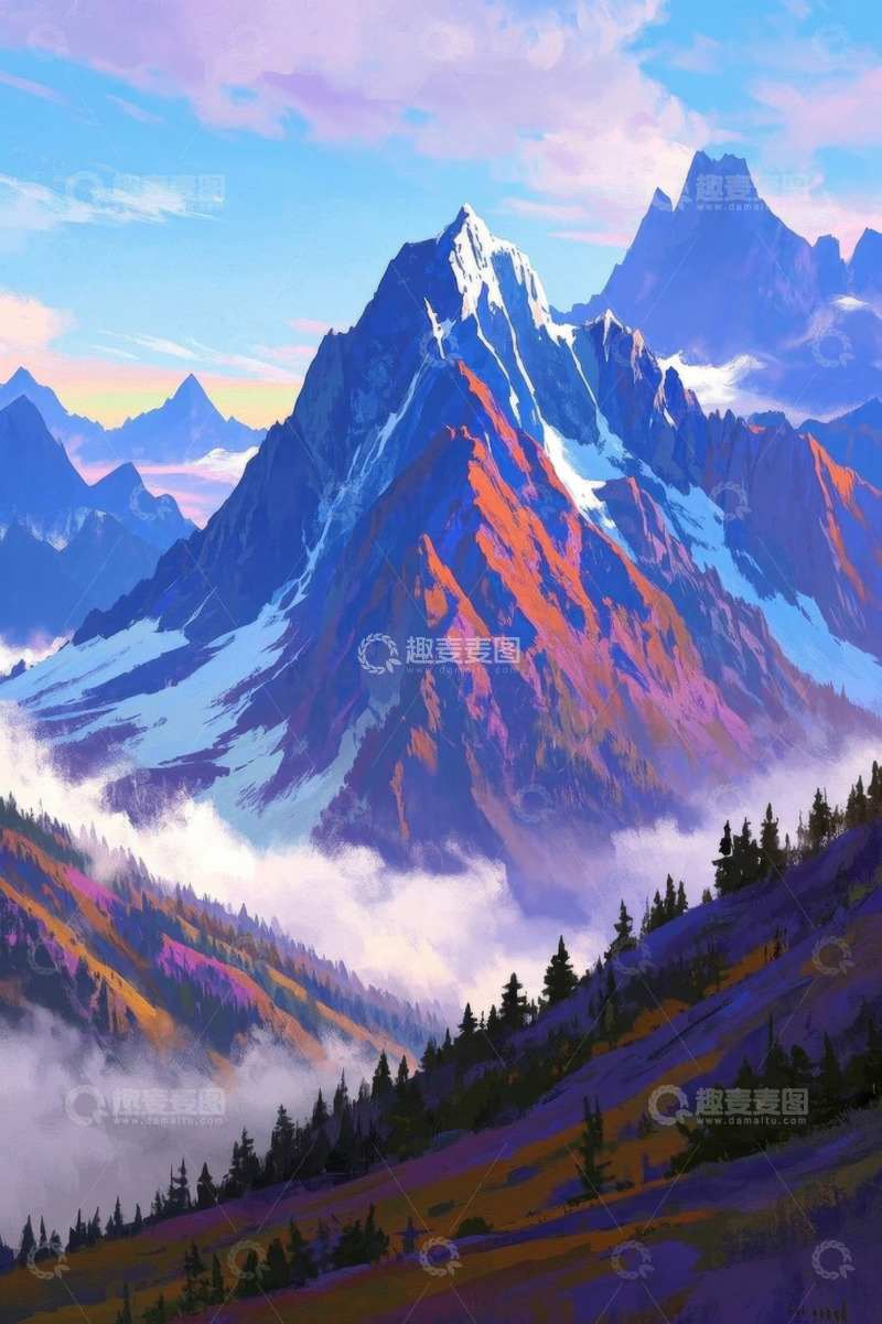 高清大图下载【趣麦麦图】壮丽雪山自然风光