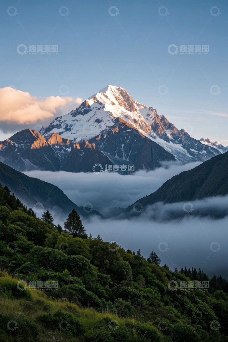 高清大图下载【趣麦麦图】雪山云海森林自然风光