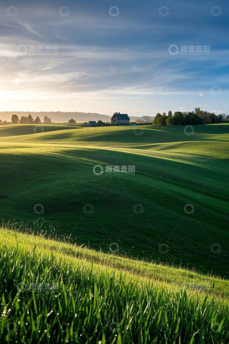 高清大图下载【趣麦麦图】田园草地房屋风光景色
