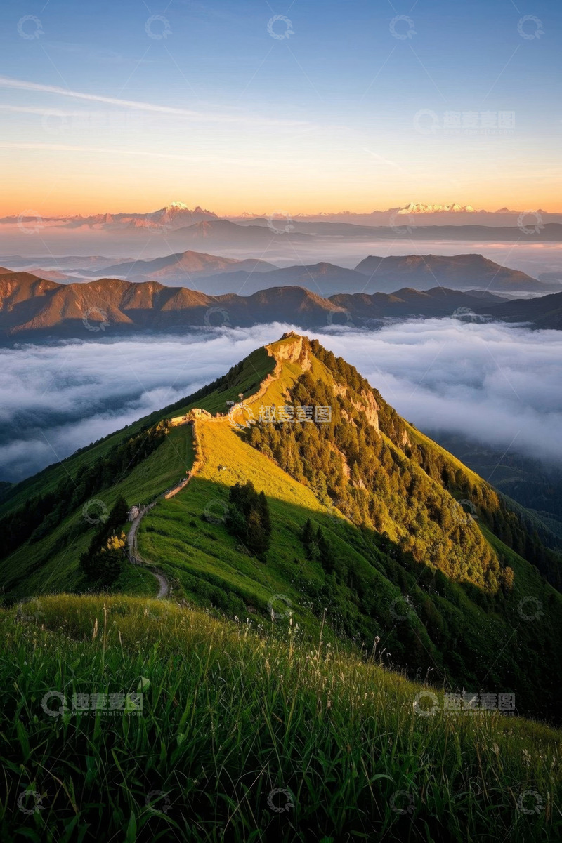 高清大图下载【趣麦麦图】山间云海日出自然风光