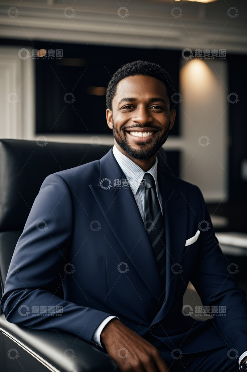 高清大图下载【趣麦麦图】穿着西装的非洲裔男士微笑
