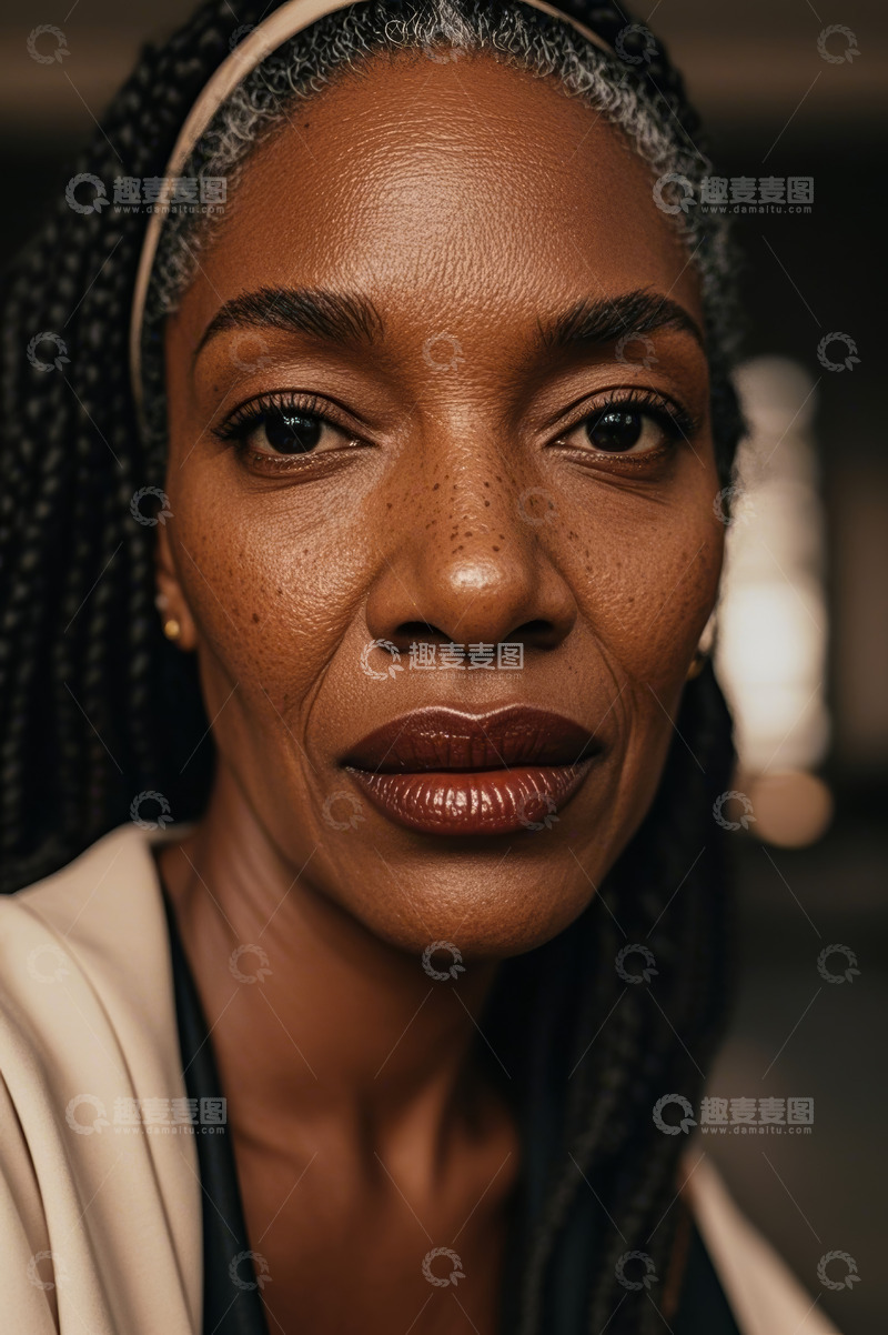 高清大图下载【趣麦麦图】非洲裔女性近景肖像