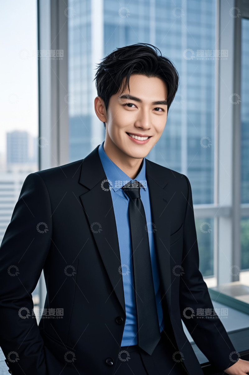 高清大图下载【趣麦麦图】商务男士办公室内微笑肖像