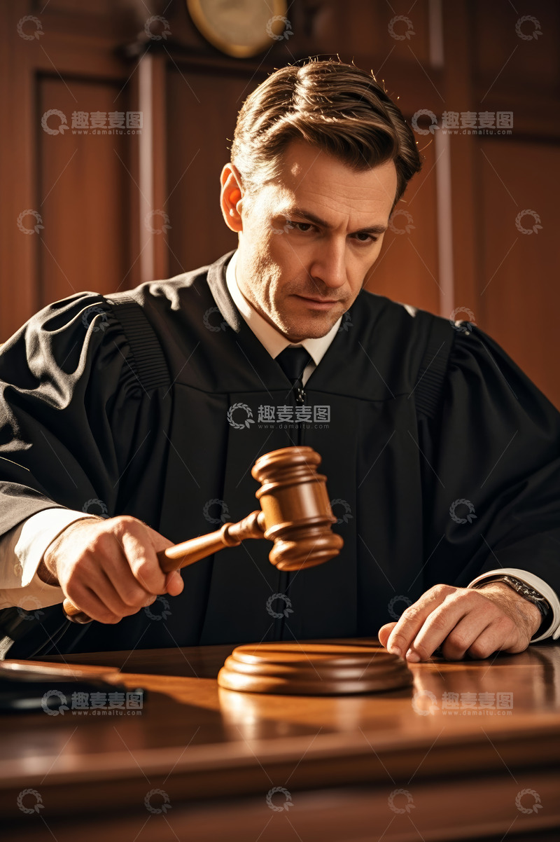 高清大图下载【趣麦麦图】法官法庭上敲法槌场景