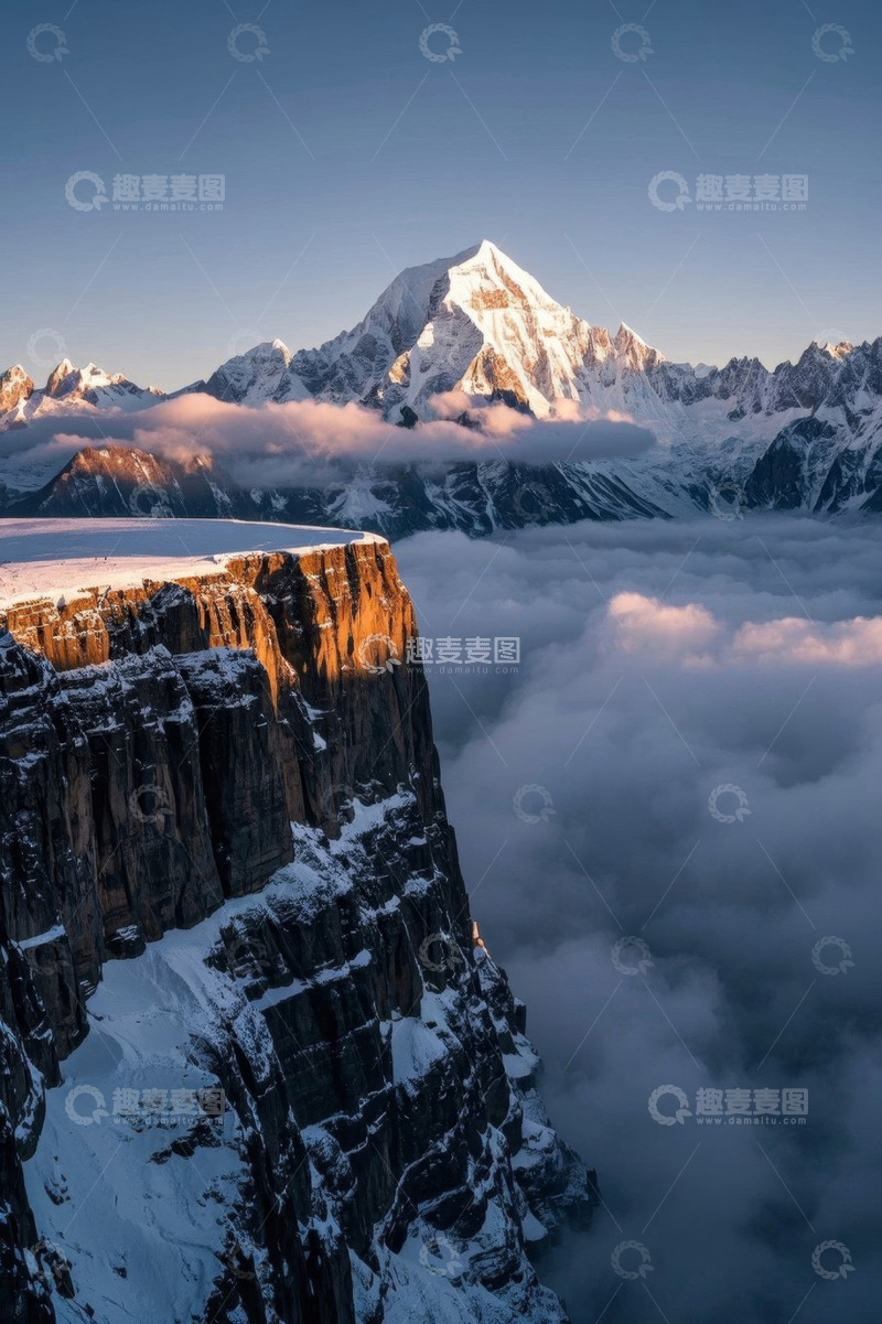 高清大图下载【趣麦麦图】雪山云海悬崖壮丽景观