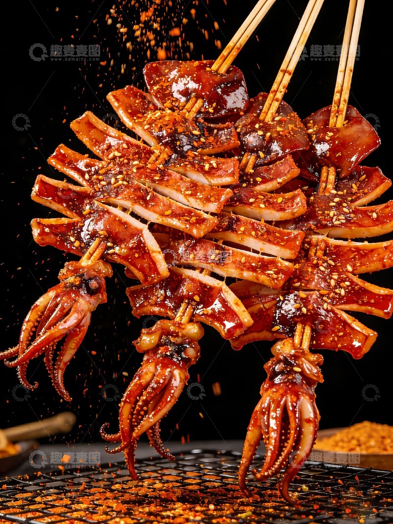 高清大图下载【趣麦麦图】麻辣烤鱿鱼图片