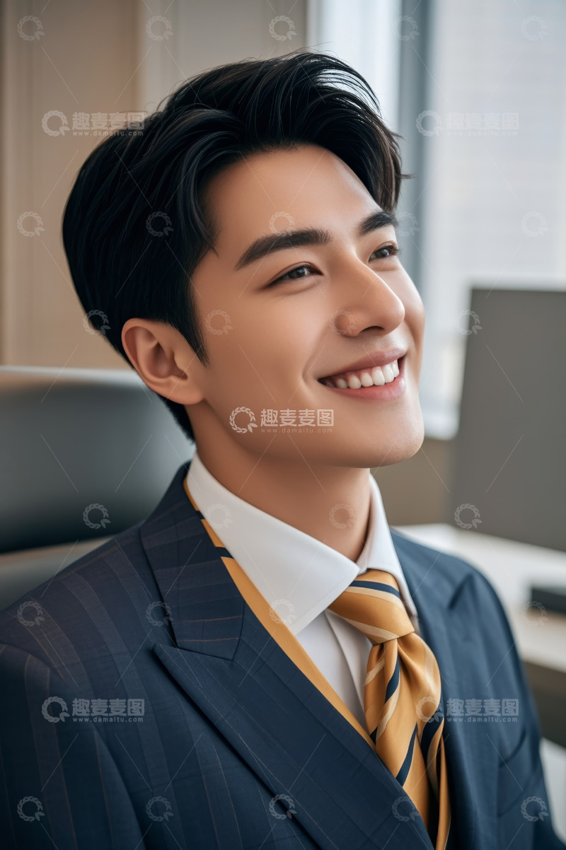 高清大图下载【趣麦麦图】穿西装微笑的商务男性