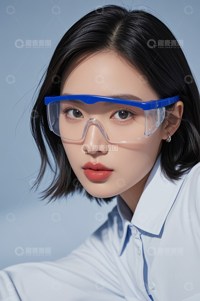 高清大图下载【趣麦麦图】戴护目镜的年轻女性肖像