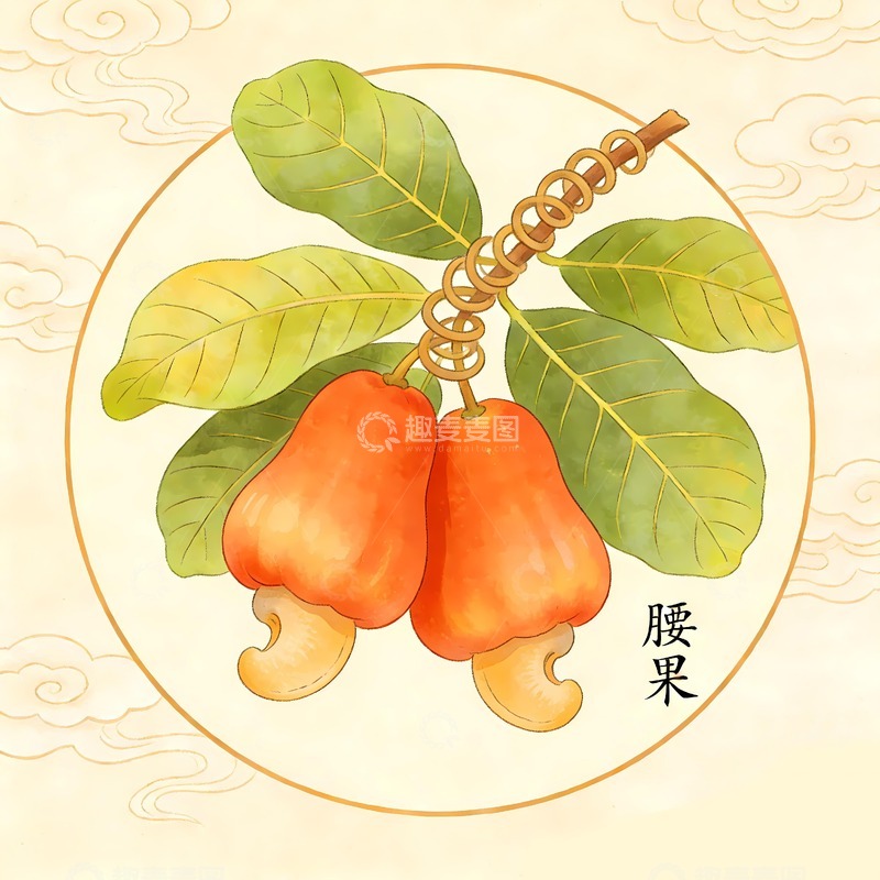 高清大图下载【趣麦麦图】腰果礼盒插画