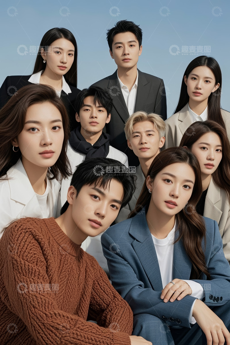 高清大图下载【趣麦麦图】年轻人群像正装休闲装合影