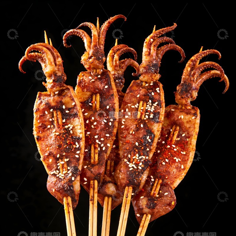 高清大图下载【趣麦麦图】几串烤鱿鱼图片
