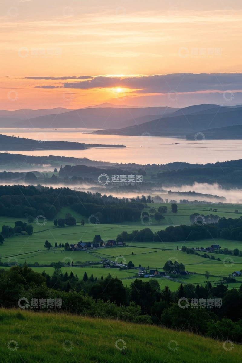 高清大图下载【趣麦麦图】田园日出自然风光全景