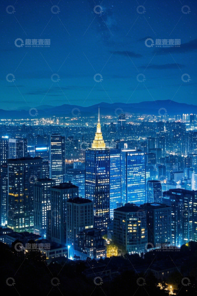 高清大图下载【趣麦麦图】城市夜景高楼全景