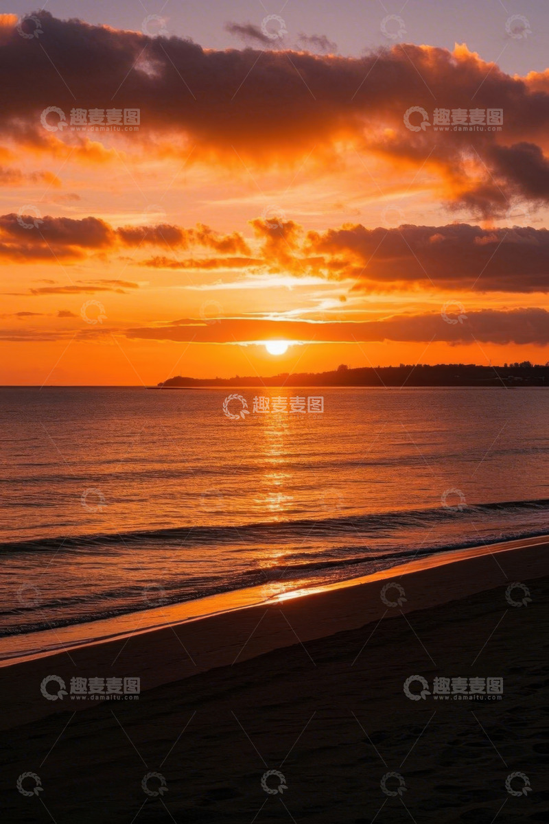 高清大图下载【趣麦麦图】海滩日落海洋景观